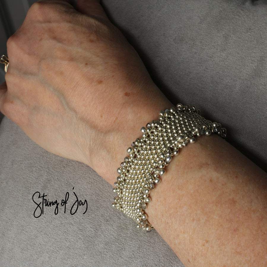 Silver Peyote Beaded Bracelet