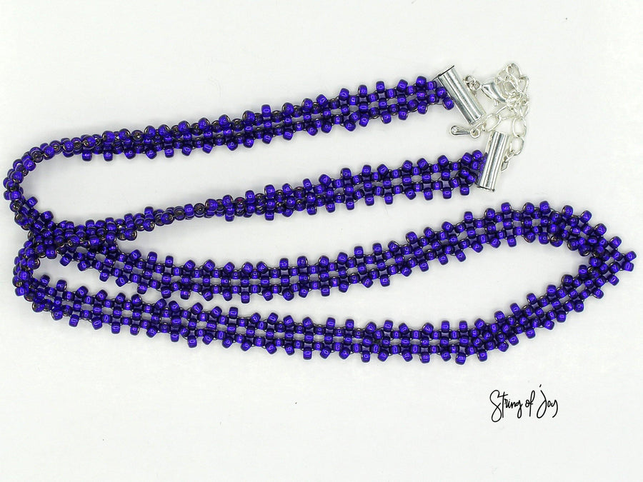 Buy the Cobalt Blue Lava Beaded Necklace Unisex | JaeBee Jewelry